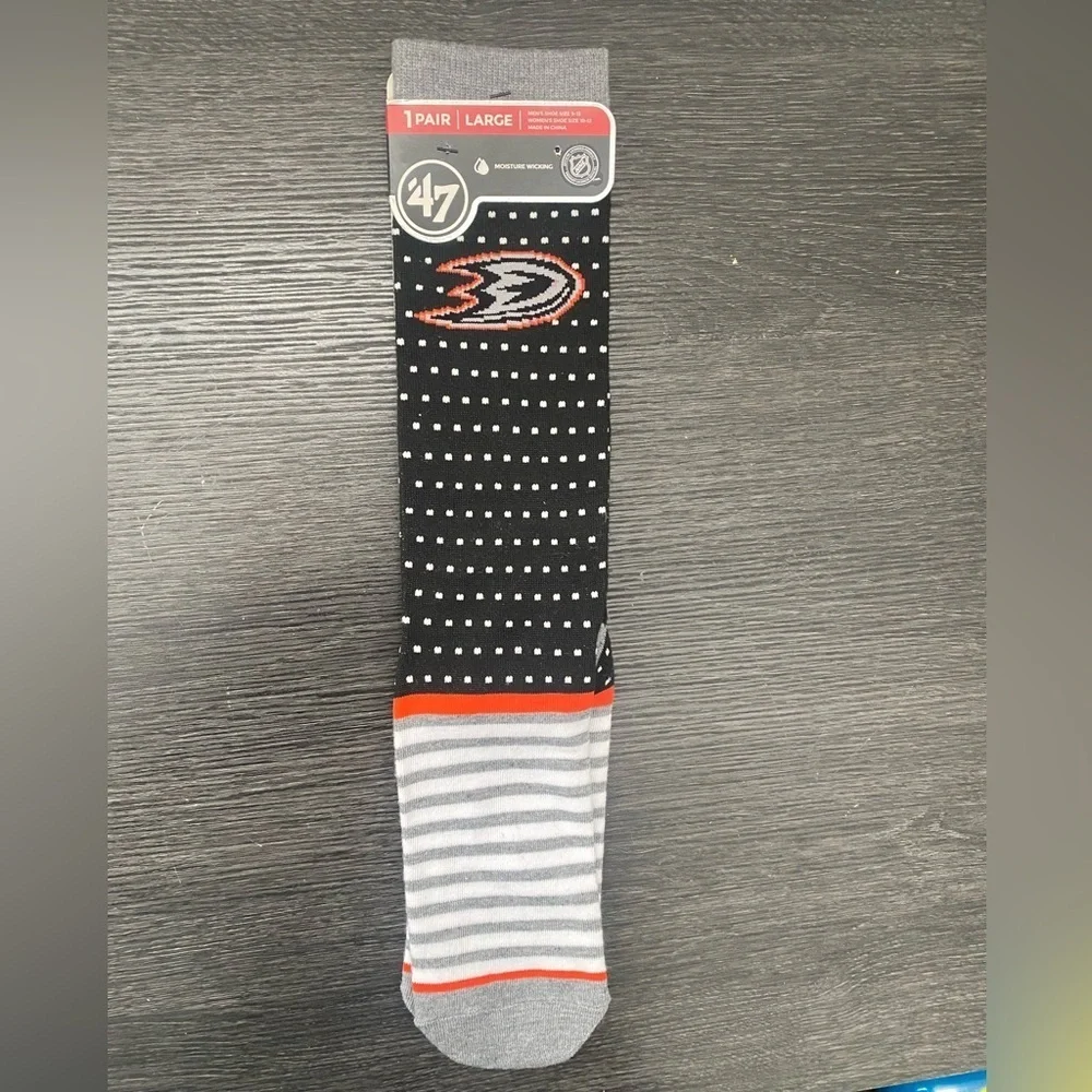 NWT ‘47 Anaheim Ducks NHL Moisture Wicking Willard Flat Knit Socks Men’s Women’s